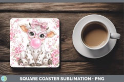 GorgeousAnimals Pink Bubble Gum Square Coaster design.