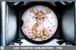 GorgeousAnimals Pink Bubble Gum Car Coaster design.