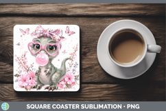 GorgeousAnimals Pink Bubble Gum Square Coaster design.
