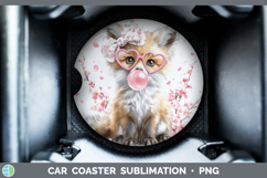 GorgeousAnimals Pink Bubble Gum Car Coaster design.