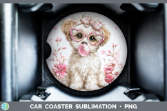 GorgeousAnimals Pink Bubble Gum Car Coaster design.
