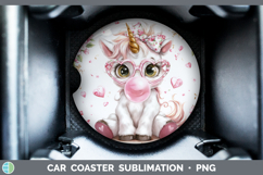 GorgeousAnimals Pink Bubble Gum Car Coaster design.