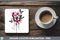 GorgeousAnimals Pink Drips Square Coaster design.