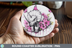 GorgeousAnimals Pink Drips Round Coaster design.