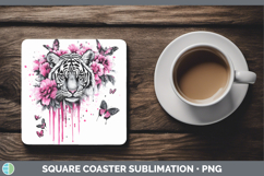 GorgeousAnimals Pink Drips Square Coaster design.