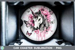 GorgeousAnimals Pink Drips Car Coaster design.