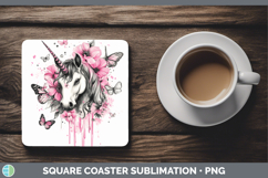 GorgeousAnimals Pink Drips Square Coaster design.