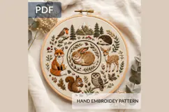 Woodland Animals Embroidery Pattern PDF Forest Hand Embroide Product Image 1