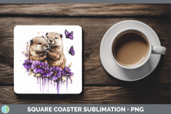 GorgeousAnimals Purple Drips Square Coaster design.