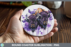 GorgeousAnimals Purple Drips Round Coaster design.