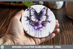 GorgeousAnimals Purple Drips Round Coaster design.