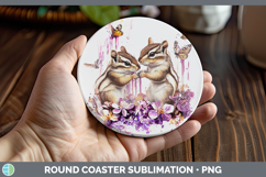 GorgeousAnimals Purple Drips Round Coaster design.