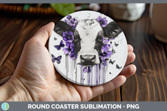 GorgeousAnimals Purple Drips Round Coaster design.