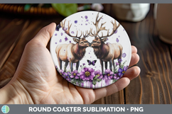 GorgeousAnimals Purple Drips Round Coaster design.