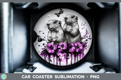 GorgeousAnimals Purple Drips Car Coaster design.