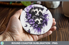 GorgeousAnimals Purple Drips Round Coaster design.