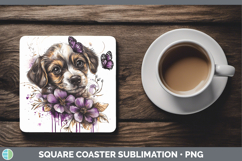 GorgeousAnimals Purple Drips Square Coaster design.