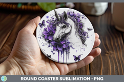 GorgeousAnimals Purple Drips Round Coaster design.