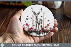 GorgeousAnimals Red Drips Round Coaster design.