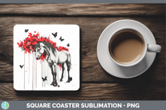 GorgeousAnimals Red Drips Square Coaster design.