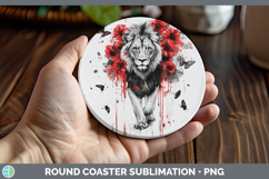 GorgeousAnimals Red Drips Round Coaster design.