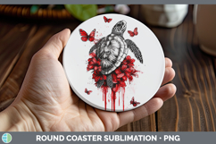 GorgeousAnimals Red Drips Round Coaster design.