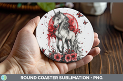 GorgeousAnimals Red Drips Round Coaster design.