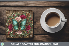 GorgeousAnimals Rustic Christmas Square Coaster design.