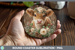 GorgeousAnimals Rustic Christmas Round Coaster design.