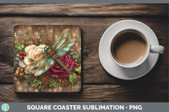 GorgeousAnimals Rustic Christmas Square Coaster design.