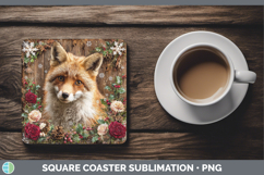 GorgeousAnimals Rustic Christmas Square Coaster design.