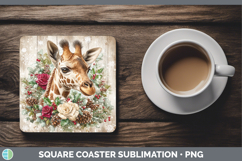 GorgeousAnimals Rustic Christmas Square Coaster design.