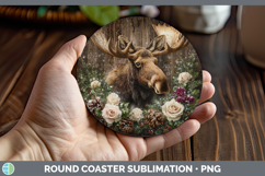 GorgeousAnimals Rustic Christmas Round Coaster design.