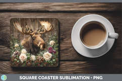 GorgeousAnimals Rustic Christmas Square Coaster design.