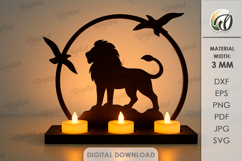 Animal Silhuette Candle Holder Laser Cut. Lion SVG Product Image 1