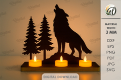 Animal Silhuette Candle Holder Laser Cut. Wolf SVG Product Image 1
