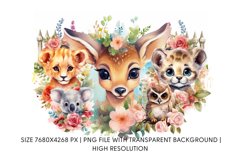 cute Animals Sublimation Bundle, Watercolor Animals Bundle