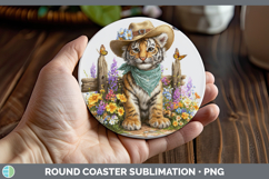 GorgeousAnimals Summer Bandana Round Coaster design.
