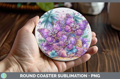 GorgeousAnimals Summer Beach Round Coaster design.