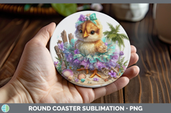 GorgeousAnimals Summer Beach Round Coaster design.