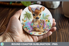 GorgeousAnimals Summer Beach Round Coaster design.