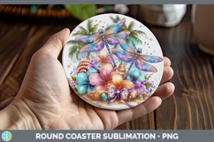 GorgeousAnimals Summer Beach Round Coaster design.