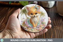 GorgeousAnimals Summer Beach Round Coaster design.