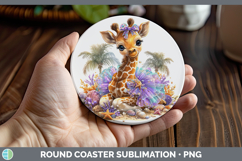 GorgeousAnimals Summer Beach Round Coaster design.
