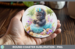GorgeousAnimals Summer Beach Round Coaster design.