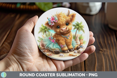GorgeousAnimals Summer Beach Round Coaster design.