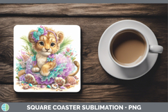 GorgeousAnimals Summer Beach Square Coaster design.