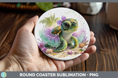 GorgeousAnimals Summer Beach Round Coaster design.