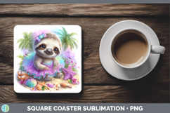 GorgeousAnimals Summer Beach Square Coaster design.