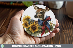 GorgeousAnimals Sunflower Patriotic Round Coaster design.